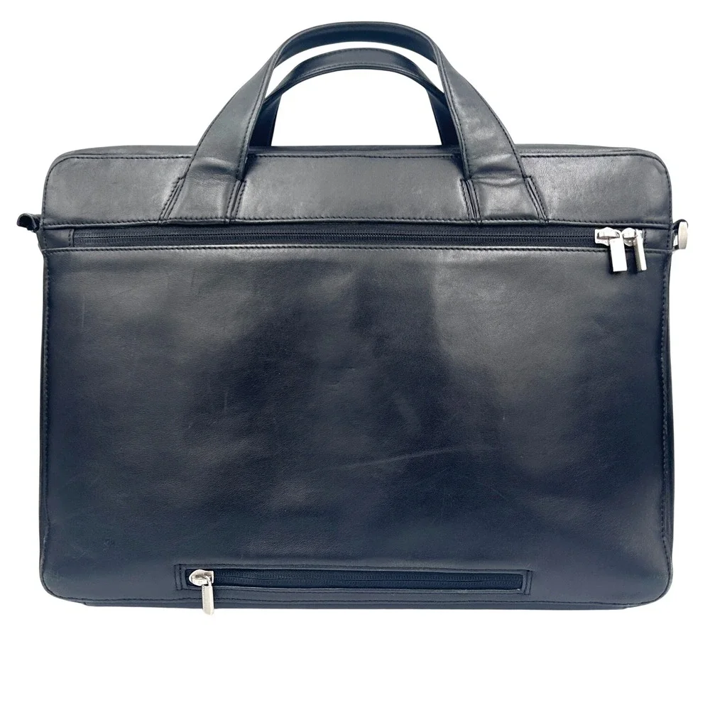 Vintage Porsche Design Black Leather Laptop Briefcase Y2K Luxury Corporate Sleek